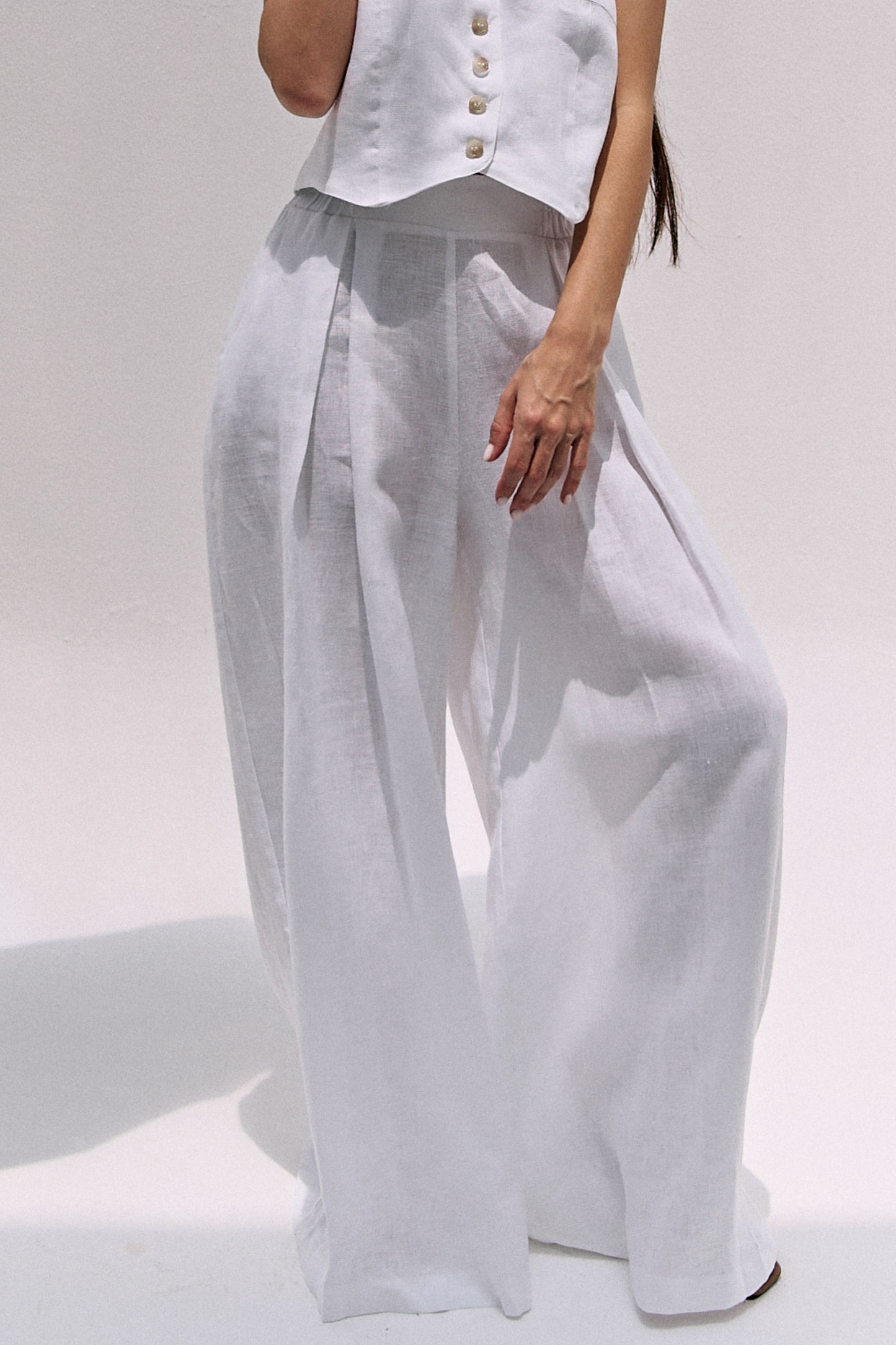 WHITE PALAZZO TROUSERS