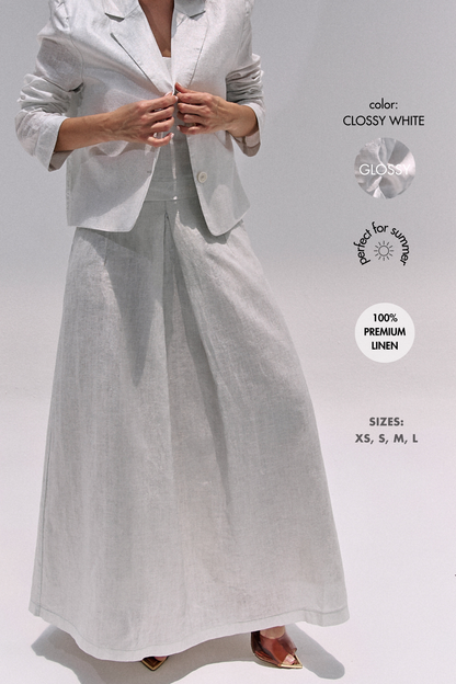 A-LINE EVARA SKIRT | GLOSSY WHITE