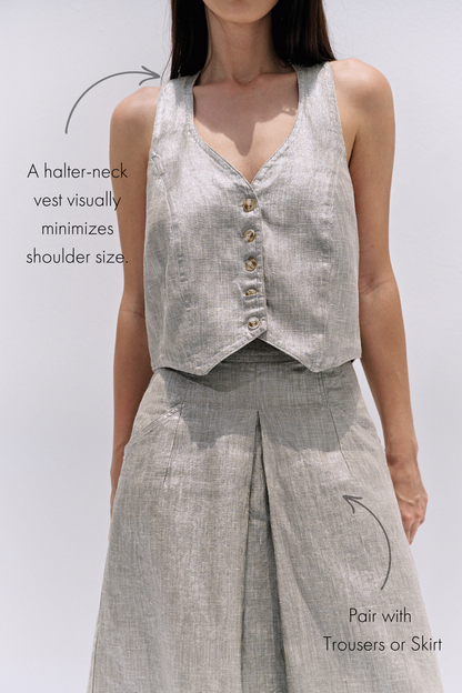 HALTERNECK VEST | GLOSSY BEIGE