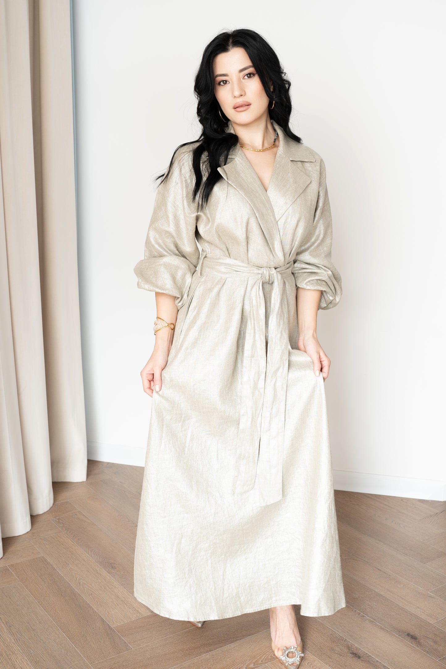 EVARA DRESS | GLOSSY BEIGE