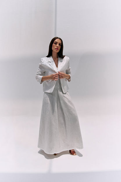 A-LINE EVARA SKIRT | GLOSSY WHITE