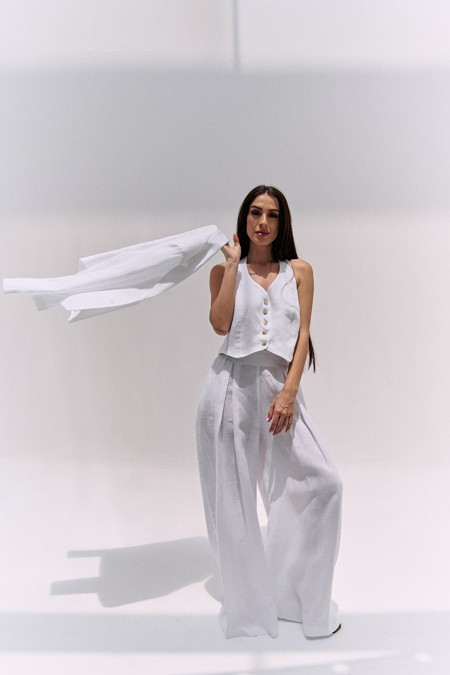 WHITE PALAZZO TROUSERS